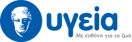 A blue logo and blue text saying 