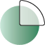 A green circle with a white triangle