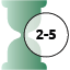 A green hourglass with a white circle and black text