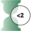 A green hourglass with a white circle and black text